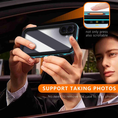 For iPhone 16 RedPepper Transparent Dot IP68 Waterproof Triple-proof Phone Case(Black Blue) by RedPepper