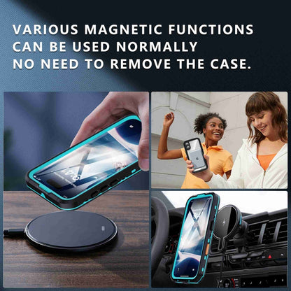 For iPhone 16 RedPepper Transparent Dot IP68 Waterproof Triple-proof Phone Case(Black Blue) by RedPepper