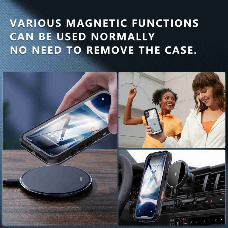 For iPhone 16 RedPepper Transparent Dot IP68 Waterproof Triple-proof Phone Case(Black Dark Grey) by RedPepper