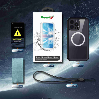 For iPhone 16 Pro Max RedPepper Transparent Dot IP68 Waterproof Triple-proof MagSafe Phone Case(Black Blue) by RedPepper