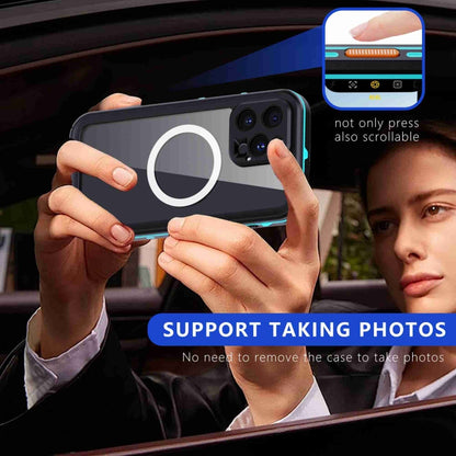 For iPhone 16 Pro Max RedPepper Transparent Dot IP68 Waterproof Triple-proof MagSafe Phone Case(Black Blue) by RedPepper