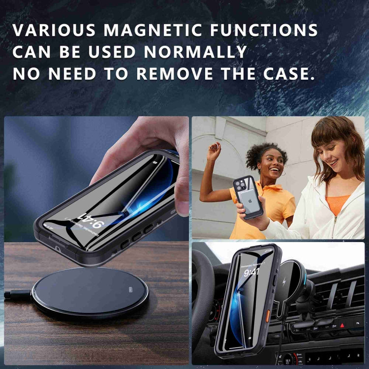 For iPhone 16 Pro Max RedPepper Transparent Dot IP68 Waterproof Triple-proof MagSafe Phone Case(Black Dark Grey) by RedPepper