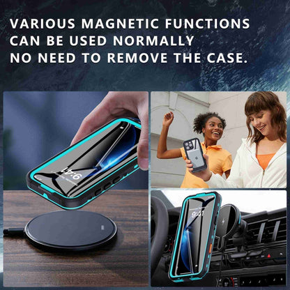 For iPhone 16 Pro RedPepper Transparent Dot IP68 Waterproof Triple-proof MagSafe Phone Case(Black Blue) by RedPepper