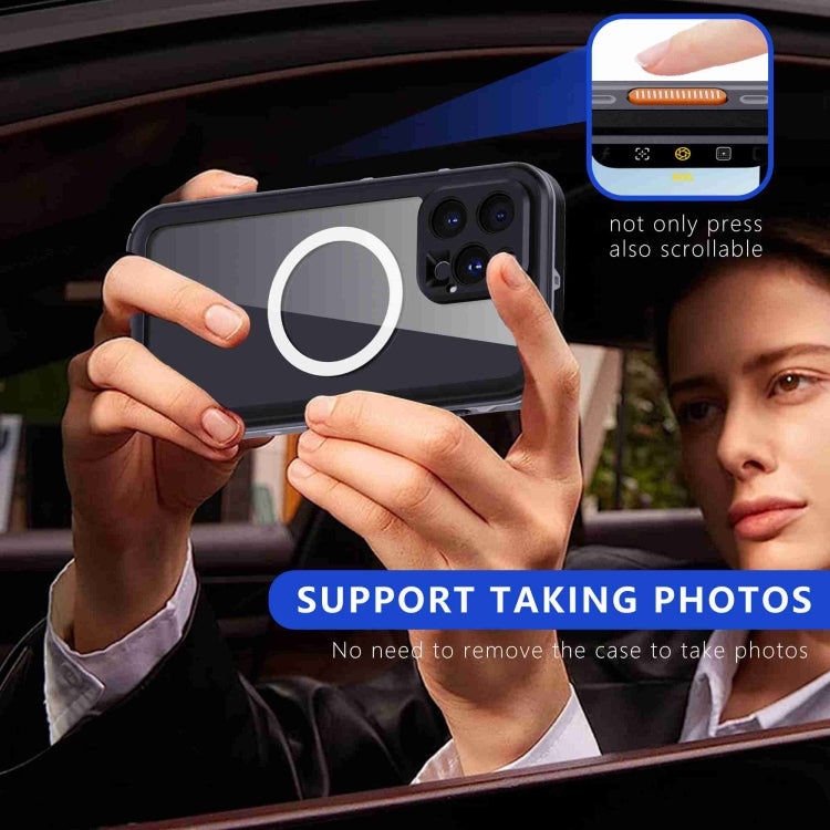 For iPhone 16 Pro RedPepper Transparent Dot IP68 Waterproof Triple-proof MagSafe Phone Case(Black Dark Grey) by RedPepper