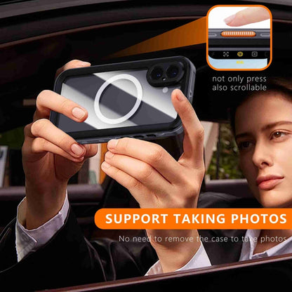 For iPhone 16 RedPepper Transparent Dot IP68 Waterproof Triple-proof MagSafe Phone Case(Black Dark Grey) by RedPepper