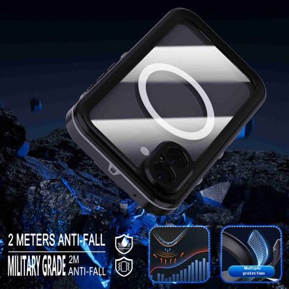 For iPhone 16 RedPepper Transparent Dot IP68 Waterproof Triple-proof MagSafe Phone Case(Black Dark Grey) by RedPepper