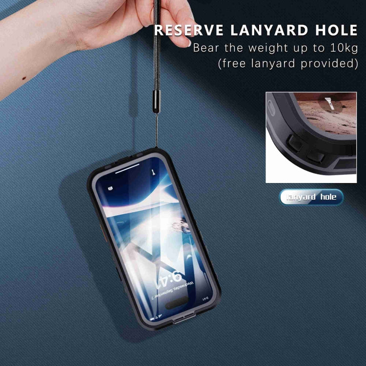 For iPhone 16 RedPepper Transparent Dot IP68 Waterproof Triple-proof MagSafe Phone Case(Black Dark Grey) by RedPepper