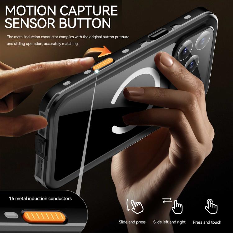 For iPhone 17 Pro Max RedPepper Transparent Dot IP68 Waterproof Triple-proof MagSafe Phone Case(Black Dark Grey) by RedPepper