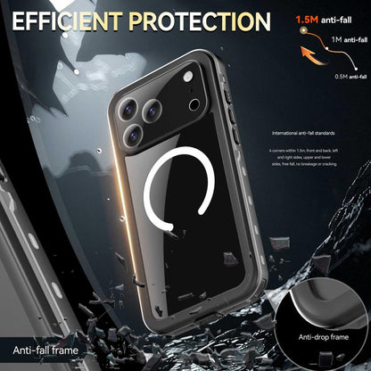 For iPhone 17 Pro Max RedPepper Transparent Dot IP68 Waterproof Triple-proof MagSafe Phone Case(Black Dark Grey) by RedPepper