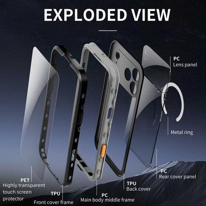 For iPhone 17 Pro RedPepper Transparent Dot IP68 Waterproof Triple-proof MagSafe Phone Case(Black Dark Grey) by RedPepper