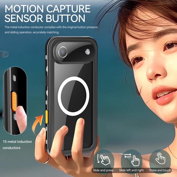 For iPhone Air RedPepper Transparent Dot IP68 Waterproof Triple-proof MagSafe Phone Case(Black Dark Grey) by RedPepper