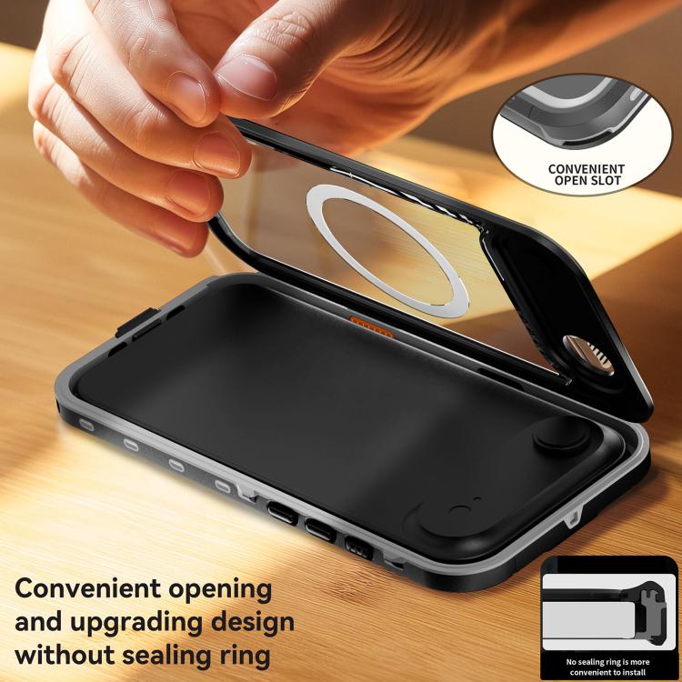 For iPhone Air RedPepper Transparent Dot IP68 Waterproof Triple-proof MagSafe Phone Case(Black Dark Grey) by RedPepper