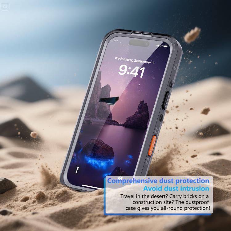 For iPhone 17 RedPepper Transparent Dot IP68 Waterproof Triple-proof MagSafe Phone Case(Black Dark Grey) by RedPepper