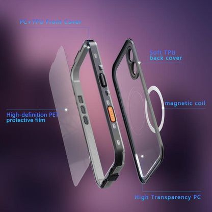 For iPhone 17 RedPepper Transparent Dot IP68 Waterproof Triple-proof MagSafe Phone Case(Black Dark Grey) by RedPepper