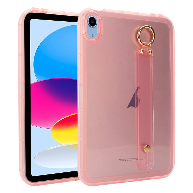 For iPad 2025 / 2022 Wristband Holder PC Hybrid TPU Soft Tablet Case(Pink) by bashfashion