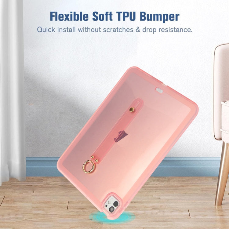 For iPad 2025 / 2022 Wristband Holder PC Hybrid TPU Soft Tablet Case(Pink) by bashfashion