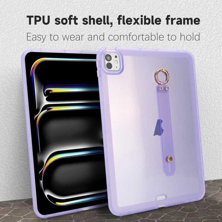 For iPad Air 11 2024 / Air 11 2025 Wristband Holder PC Hybrid TPU Soft Tablet Case(Purple) by bashfashion