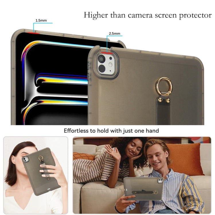 For iPad Air 13 2024 / Air 13 2025 Wristband Holder PC Hybrid TPU Soft Tablet Case(Black) by bashfashion