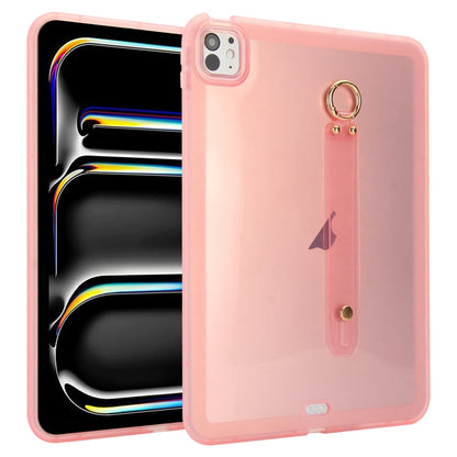 For iPad Pro 11 2025 / 2024 Wristband Holder PC Hybrid TPU Soft Tablet Case(Pink) by bashfashion