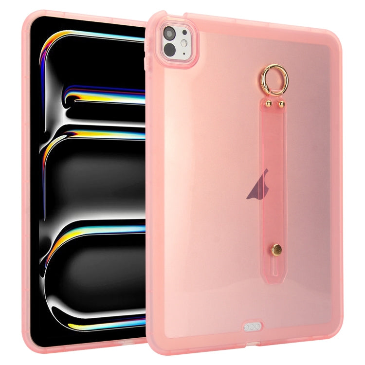 For iPad Pro 13 2025 / 2024 Wristband Holder PC Hybrid TPU Soft Tablet Case(Pink) by bashfashion