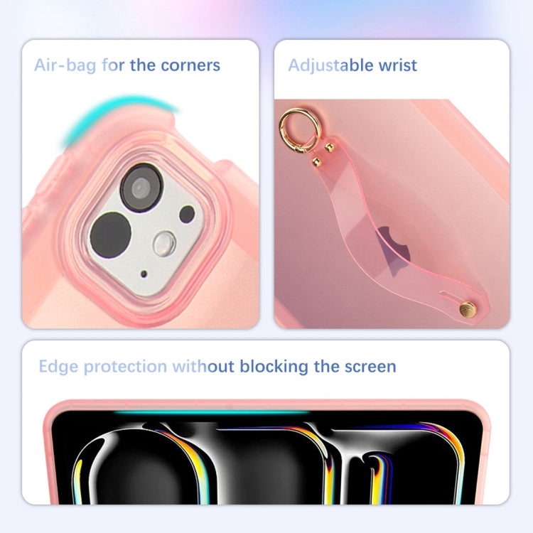 For iPad Pro 13 2025 / 2024 Wristband Holder PC Hybrid TPU Soft Tablet Case(Pink) by bashfashion