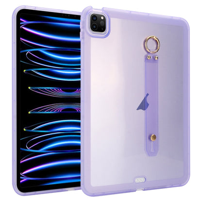 For iPad Pro 12.9 2022 / 2021 / 2020 Wristband Holder PC Hybrid TPU Soft Tablet Case(Purple) by bashfashion