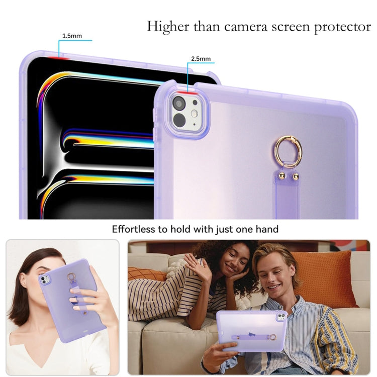 For iPad Pro 12.9 2022 / 2021 / 2020 Wristband Holder PC Hybrid TPU Soft Tablet Case(Purple) by bashfashion