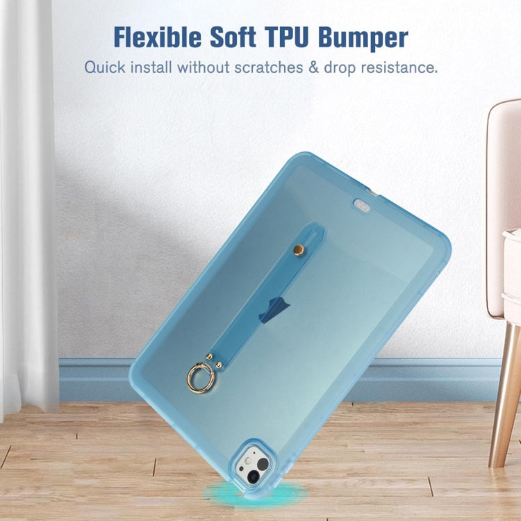 For iPad Air 5 / Air 4 / Pro 11 2018 Wristband Holder PC Hybrid TPU Soft Tablet Case(Blue) by bashfashion