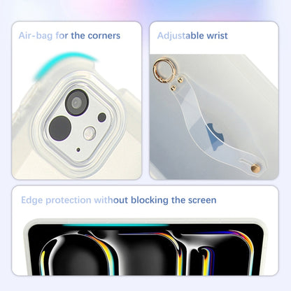 For iPad Air 2 / 9.7 2017 / 2018 Wristband Holder PC Hybrid TPU Soft Tablet Case(Transparent) by bashfashion