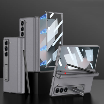 For Samsung Galaxy Z Fold6 GKK Integrated Magnetic Leather Flip Phone Case with Pen Box, Not Included Pen(Grey) by GKK
