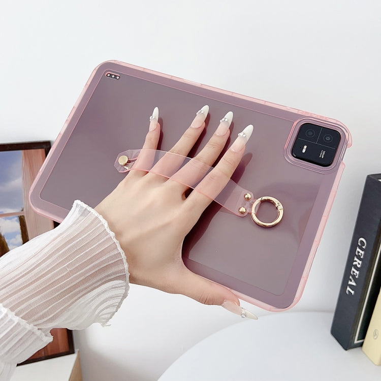 For Xiaomi Redmi Pad SE Wristband Holder PC Hybrid TPU Soft Tablet Case(Pink) by bashfashion