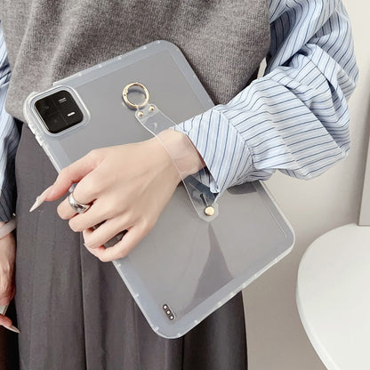 For Xiaomi Redmi Pad SE Wristband Holder PC Hybrid TPU Soft Tablet Case(Pink) by bashfashion