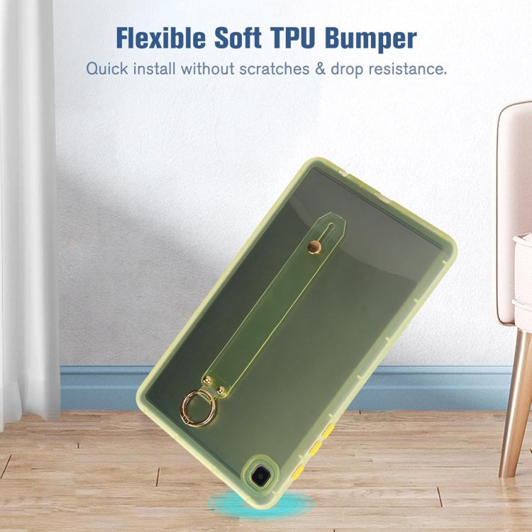 For Samsung Galaxy Tab A7 10.4 2020 T500 Wristband Holder PC Hybrid TPU Soft Tablet Case(Yellow) by bashfashion