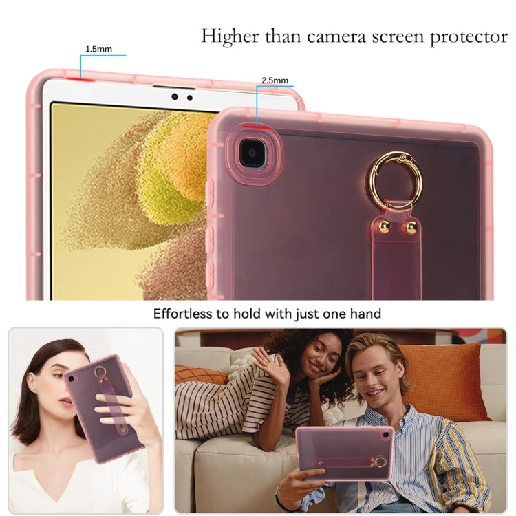For Samsung Galaxy Tab A8 10.5 2021 X200 Wristband Holder PC Hybrid TPU Soft Tablet Case(Pink) by bashfashion