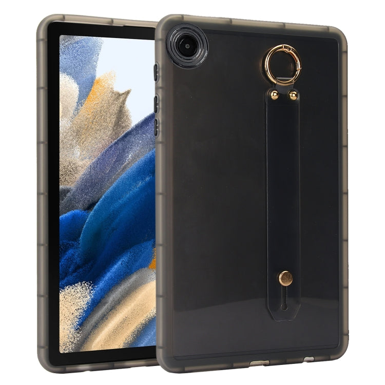 For Samsung Galaxy Tab A8 10.5 2021 X200 Wristband Holder PC Hybrid TPU Soft Tablet Case(Black) by bashfashion
