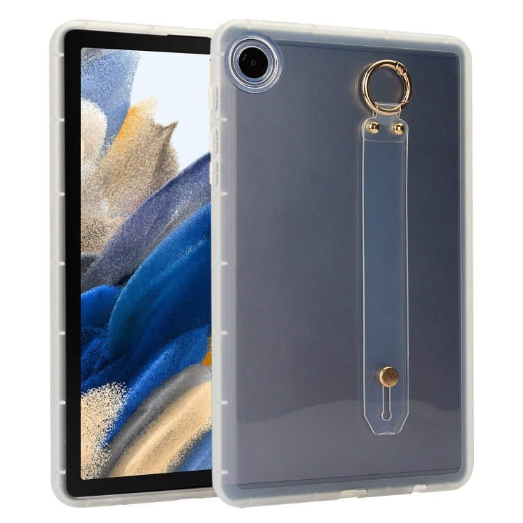 For Samsung Galaxy Tab A8 10.5 2021 X200 Wristband Holder PC Hybrid TPU Soft Tablet Case(Transparent) by bashfashion