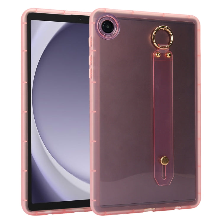 For Samsung Galaxy Tab A11+ / A9+ Wristband Holder PC Hybrid TPU Soft Tablet Case(Pink) by bashfashion