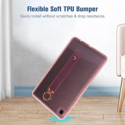 For Samsung Galaxy Tab A11+ / A9+ Wristband Holder PC Hybrid TPU Soft Tablet Case(Pink) by bashfashion