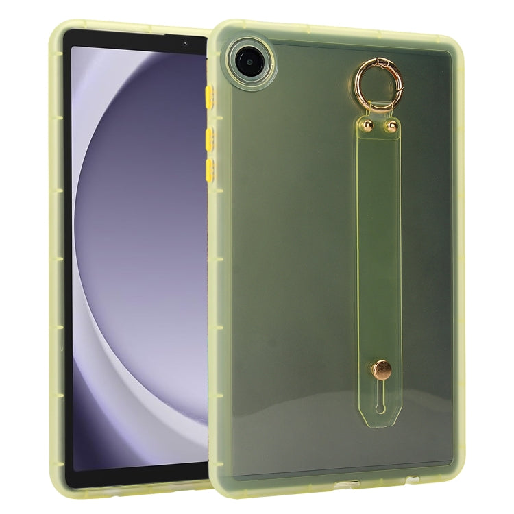 For Samsung Galaxy Tab A11+ / A9+ Wristband Holder PC Hybrid TPU Soft Tablet Case(Yellow) by bashfashion