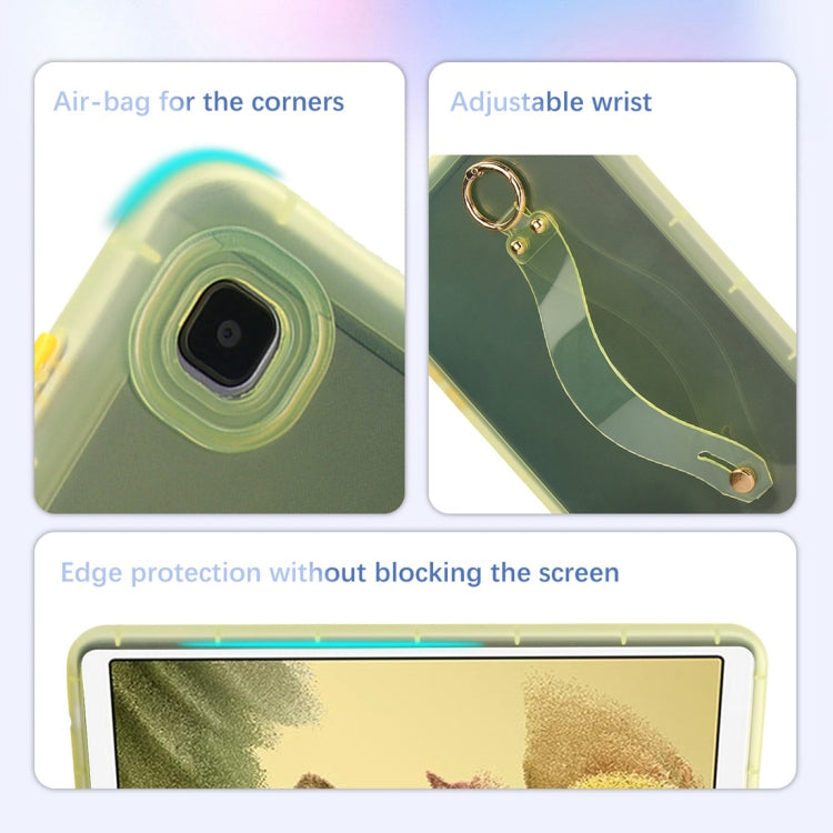 For Samsung Galaxy Tab A11+ / A9+ Wristband Holder PC Hybrid TPU Soft Tablet Case(Yellow) by bashfashion