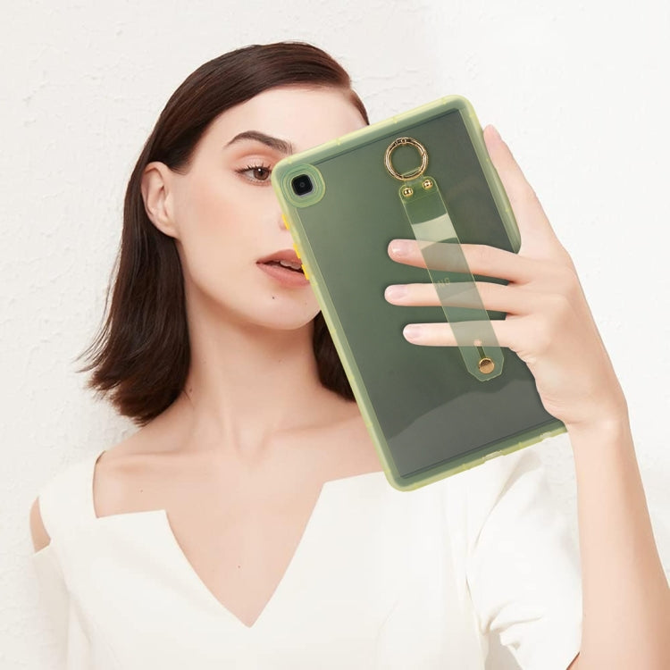 For Samsung Galaxy Tab S9 / S8 / S7 Wristband Holder PC Hybrid TPU Soft Tablet Case(Yellow) by bashfashion