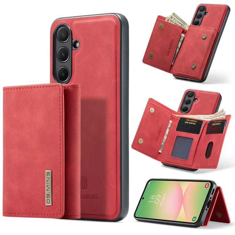 For Samsung Galaxy A56 5G DG.MING M1 Series 3-Fold Multi Card Wallet + Magnetic Phone Case(Red) by DG.MING