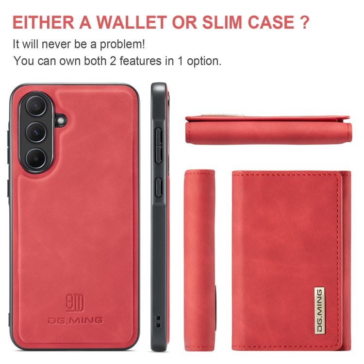 For Samsung Galaxy A56 5G DG.MING M1 Series 3-Fold Multi Card Wallet + Magnetic Phone Case(Red) by DG.MING