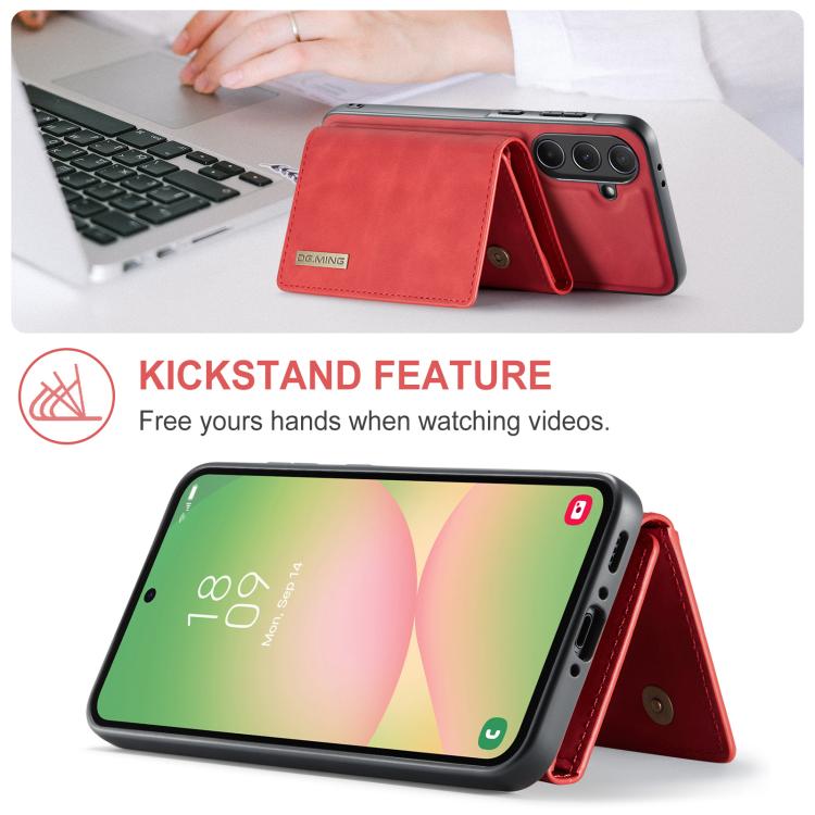 For Samsung Galaxy A56 5G DG.MING M1 Series 3-Fold Multi Card Wallet + Magnetic Phone Case(Red) by DG.MING