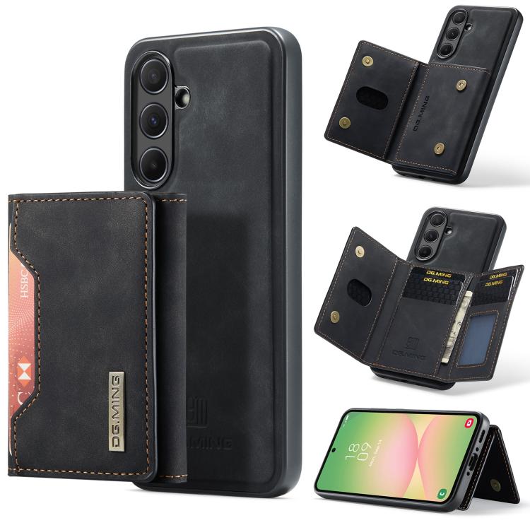 For Samsung Galaxy A56 5G DG.MING M2 Series 3-Fold Multi Card Bag + Magnetic Phone Case(Black) by DG.MING
