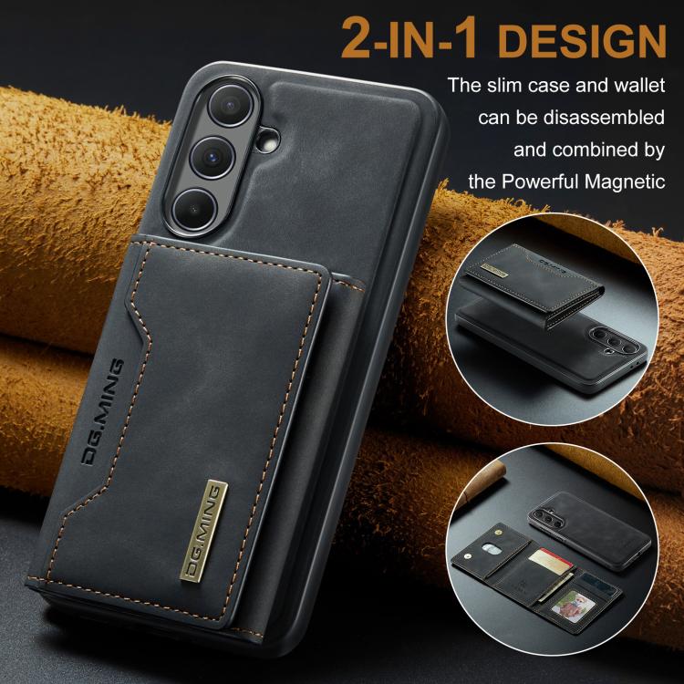 For Samsung Galaxy A56 5G DG.MING M2 Series 3-Fold Multi Card Bag + Magnetic Phone Case(Black) by DG.MING