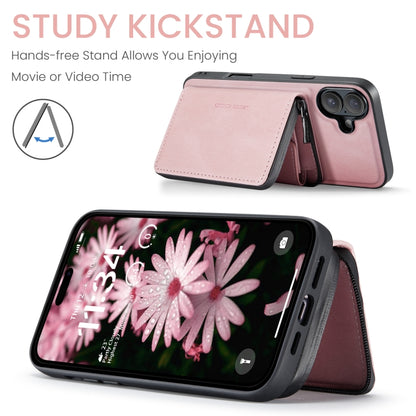 For iPhone 16 Plus JEEHOOD J02 Magnetic Zipper Horizontal Flip Leather Phone Case(Pink) by JEEHOOD