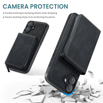 For iPhone 16 Plus JEEHOOD J02 Magnetic Zipper Horizontal Flip Leather Phone Case(Black) by JEEHOOD