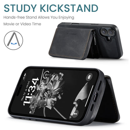 For iPhone 16 JEEHOOD J02 Magnetic Zipper Horizontal Flip Leather Phone Case(Black) by JEEHOOD