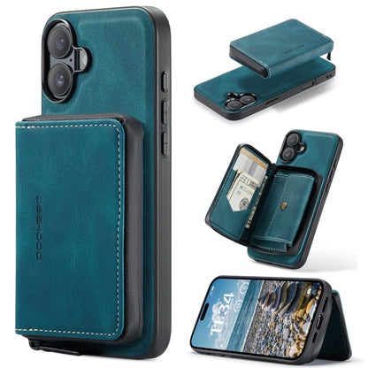For iPhone 16 JEEHOOD J02 Magnetic Zipper Horizontal Flip Leather Phone Case(Blue) by JEEHOOD